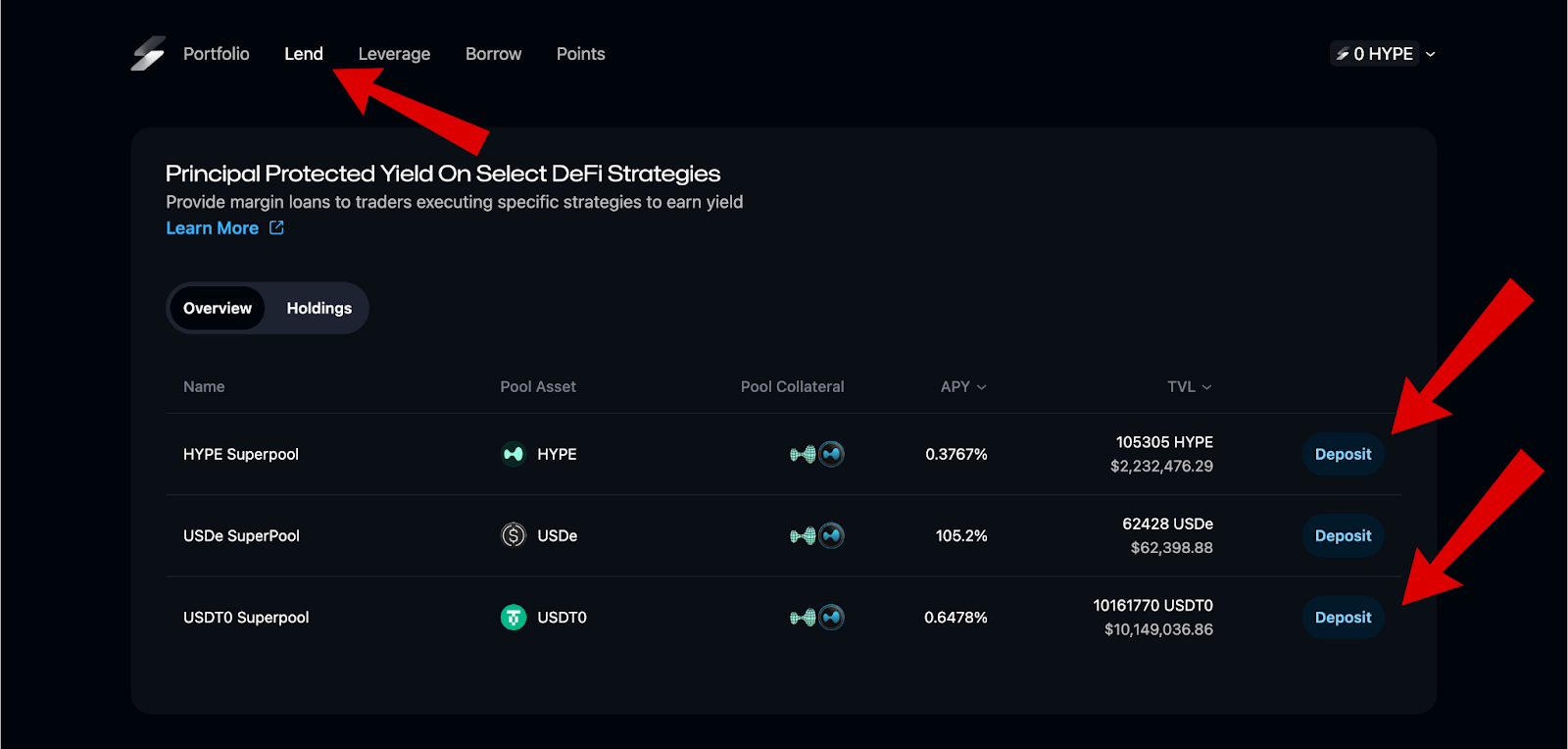Sentiment Retrodrop lending screen