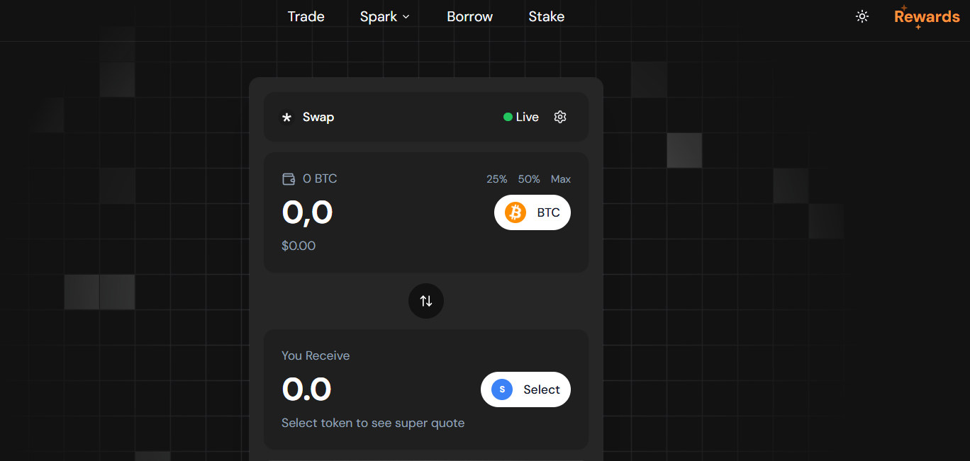 Sats Terminal spark tab