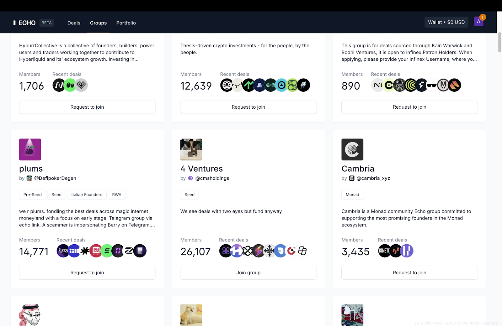 Groupes sur Echo launchpad
