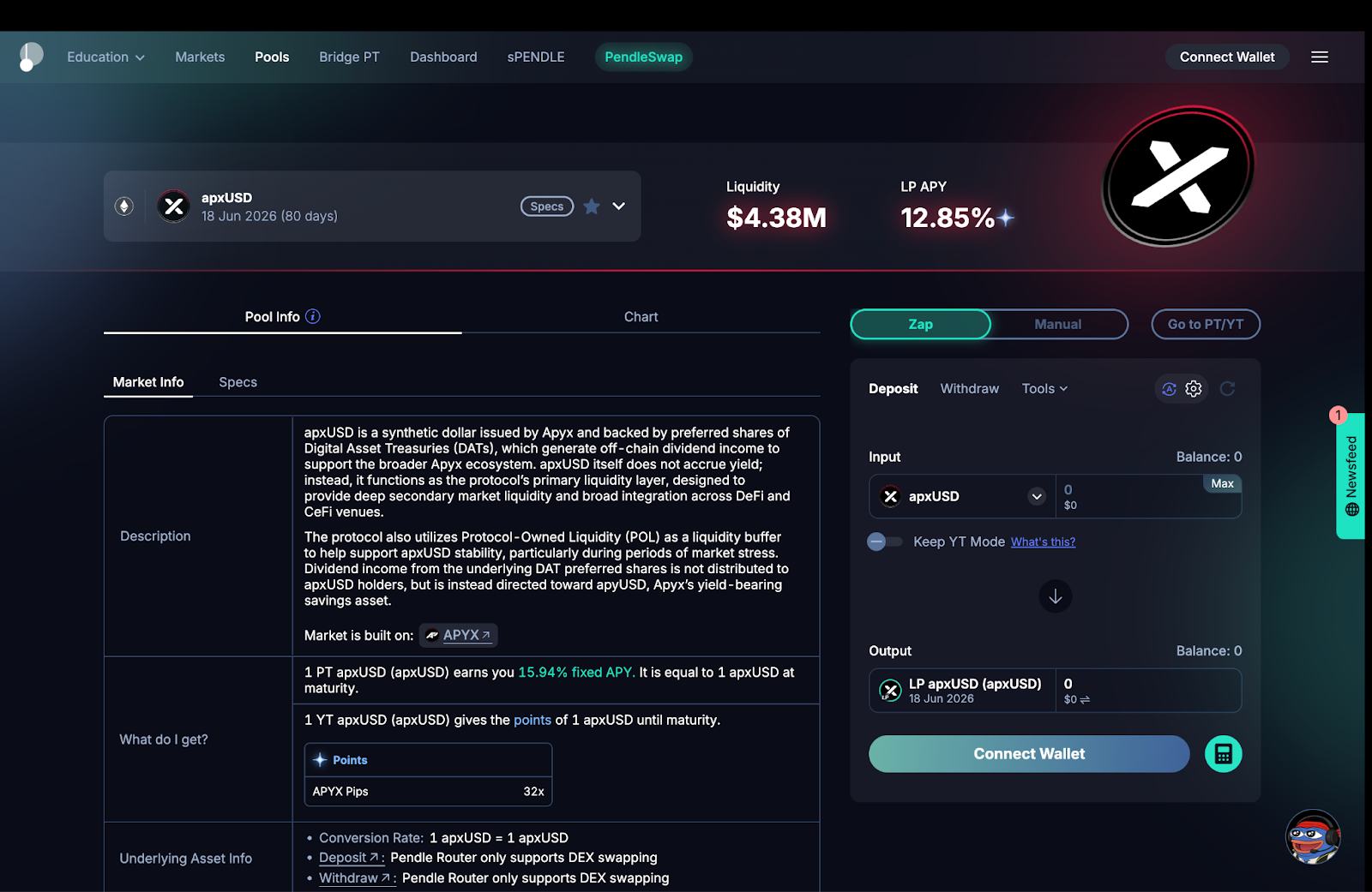 apxUSD deposit in Pendle