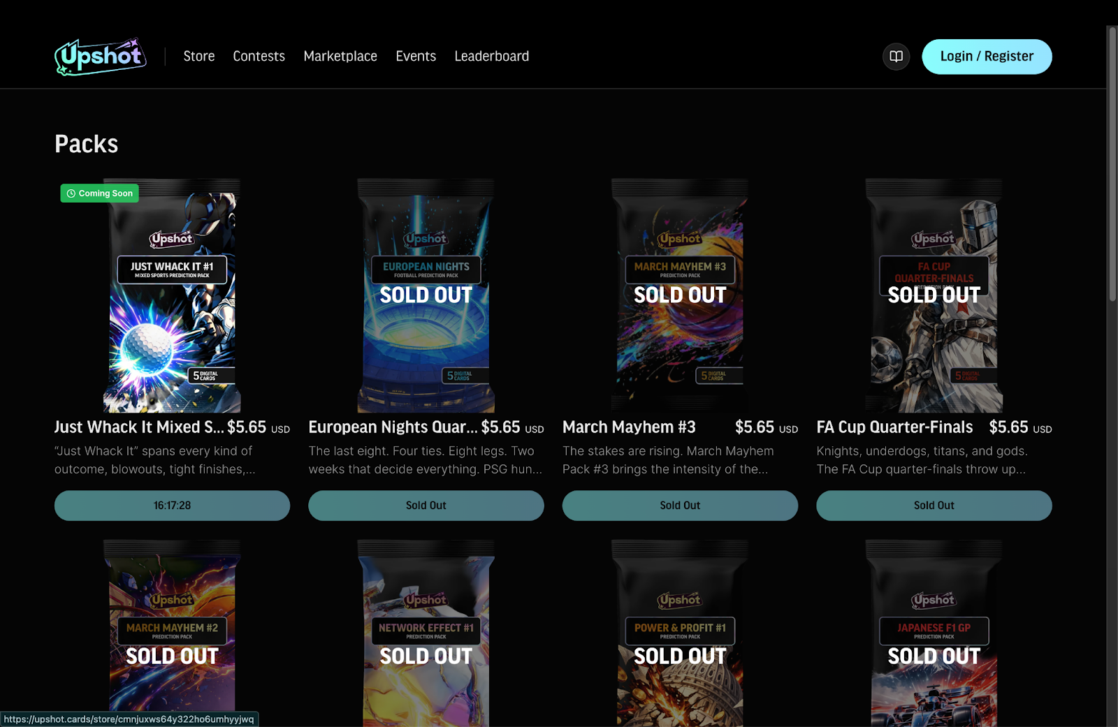 Packs Upshot cards