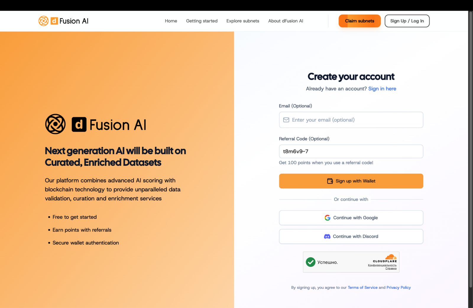 dfusion ai sign up