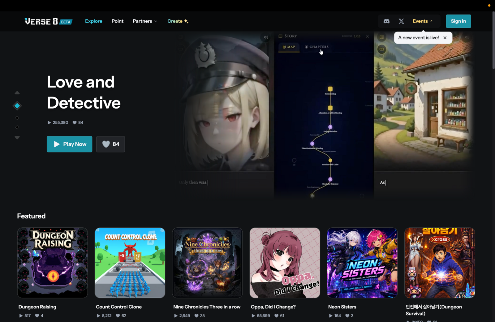 Verse8 main page