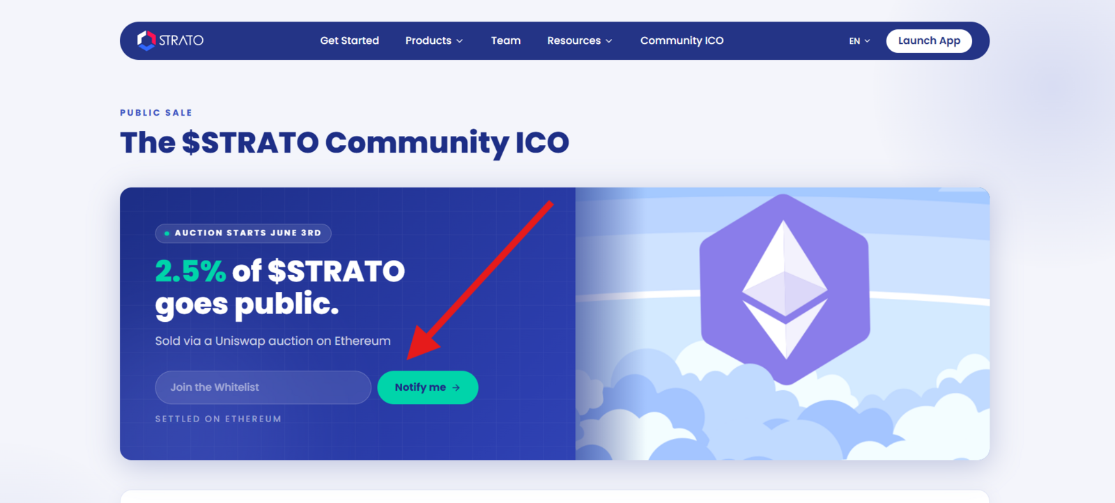 Strato ICO via Uniswap CCA