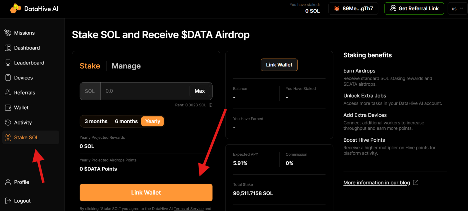 DataHive SOL staking