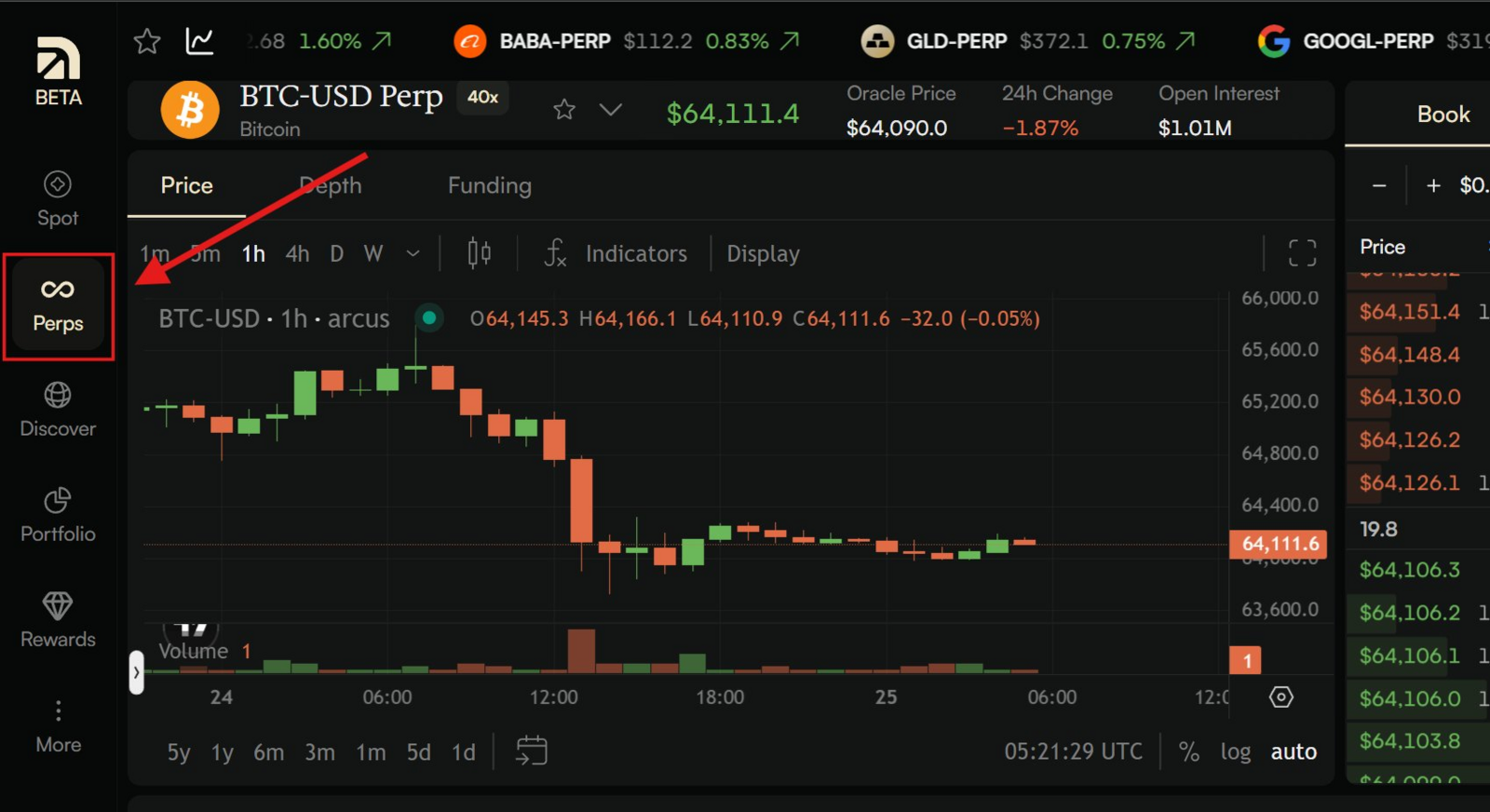 Arcus perps trading