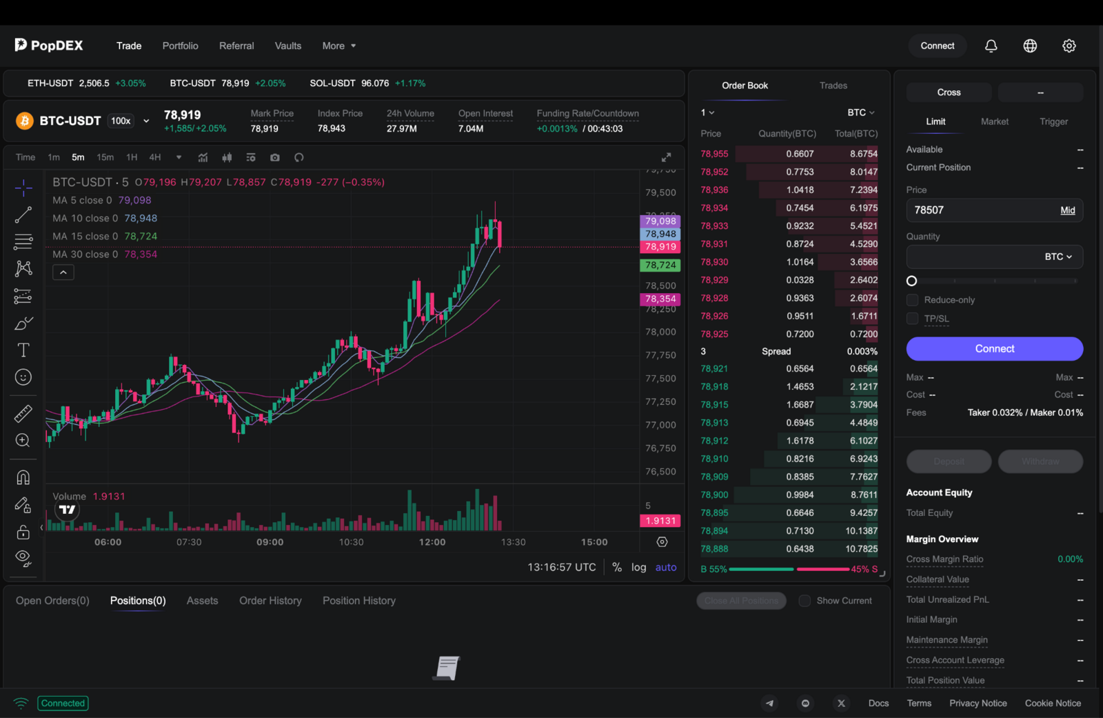popDEX trading interface