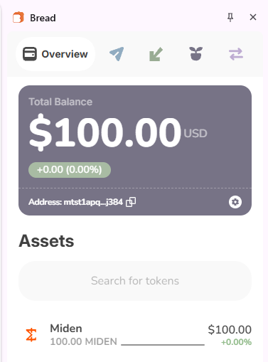 Bread Wallet by Miden main page