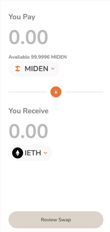 Bread Wallet by Miden swap interface