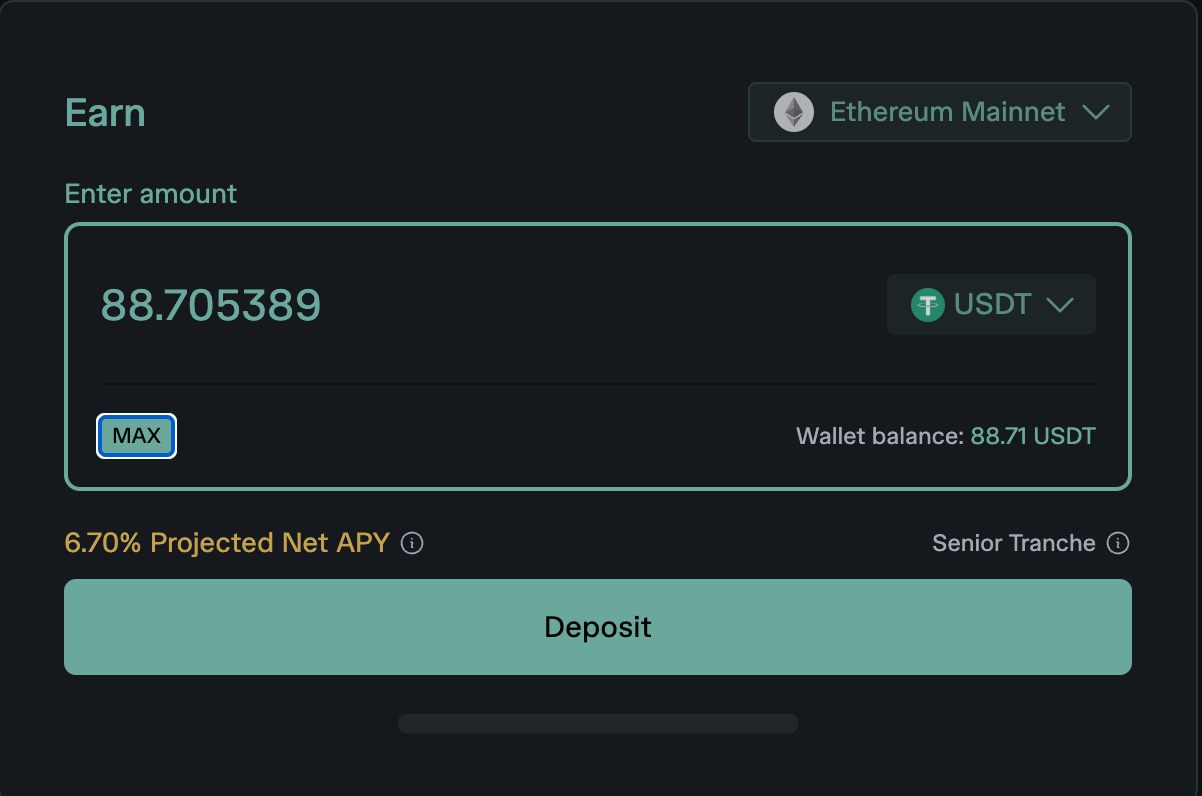 InfiniFi Earn page