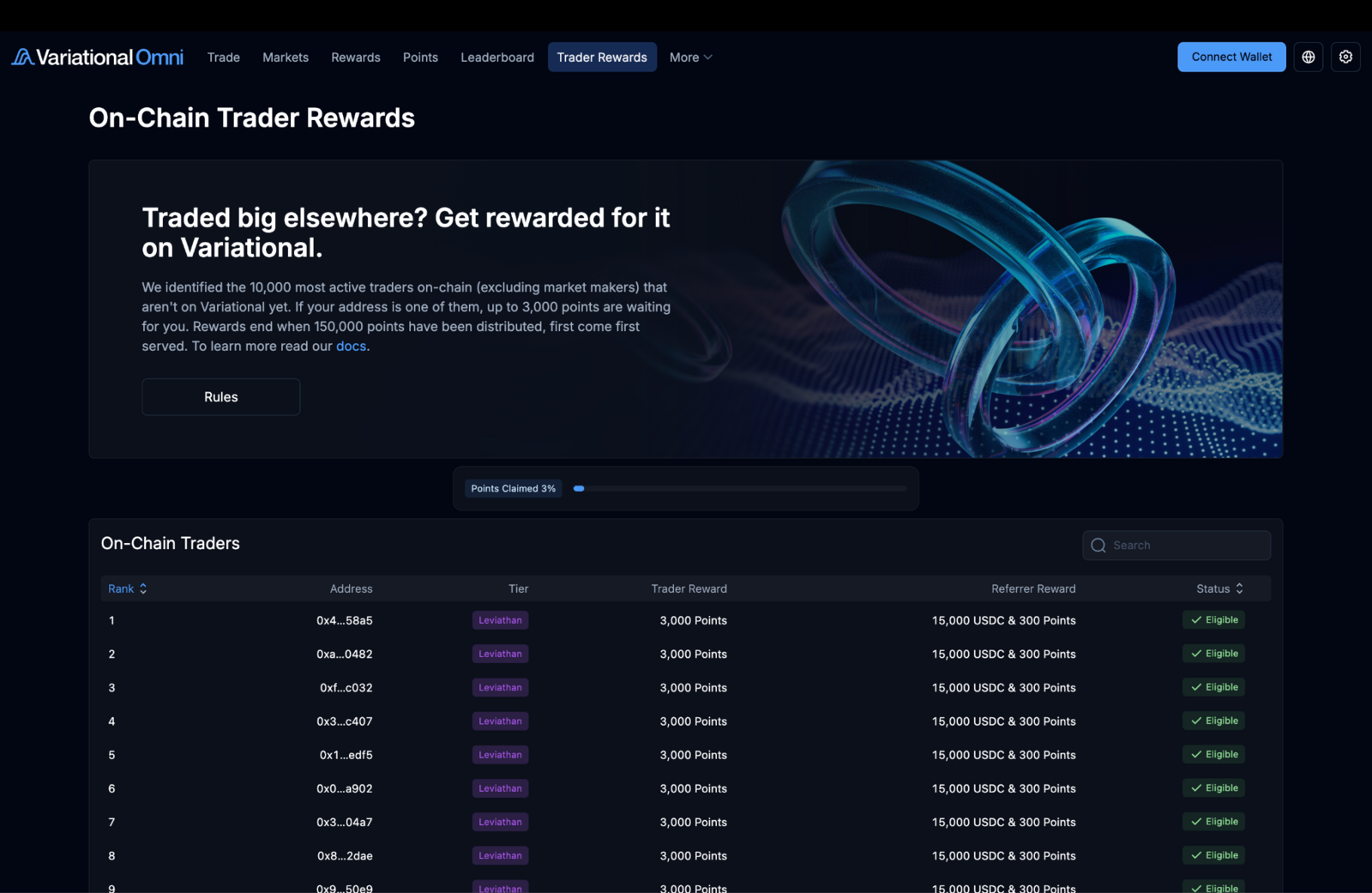 variational trader rewards