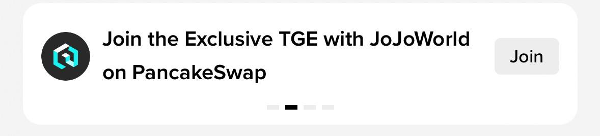JoJoWorld Exclusive TGE screen