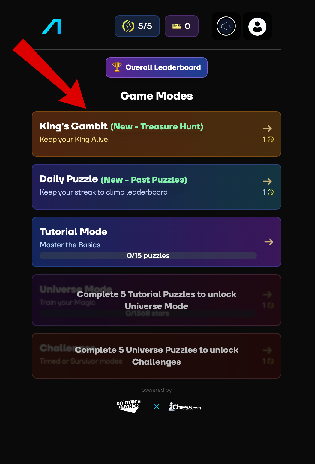 Anichess airdrop puzzles screen
