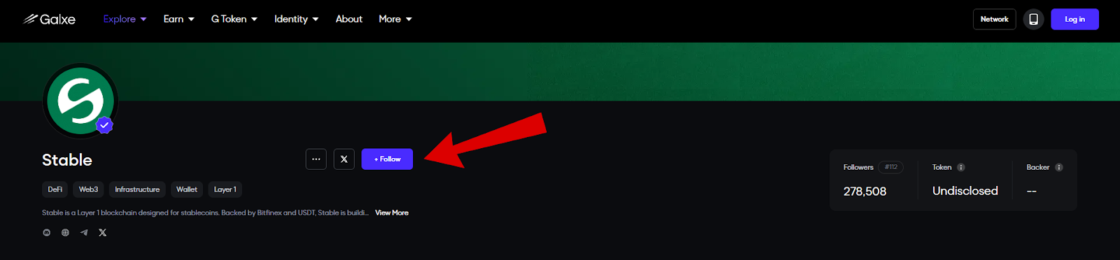Stable Galxe follow screen