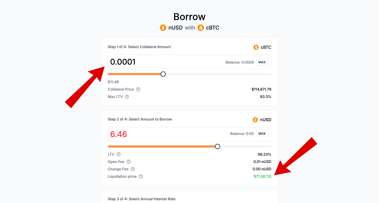 Citrea Airdrop borrow screen