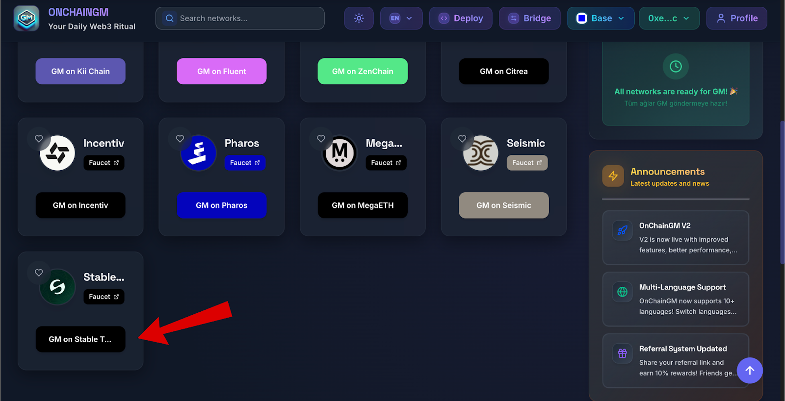 Màn hình GM Testnet Stable