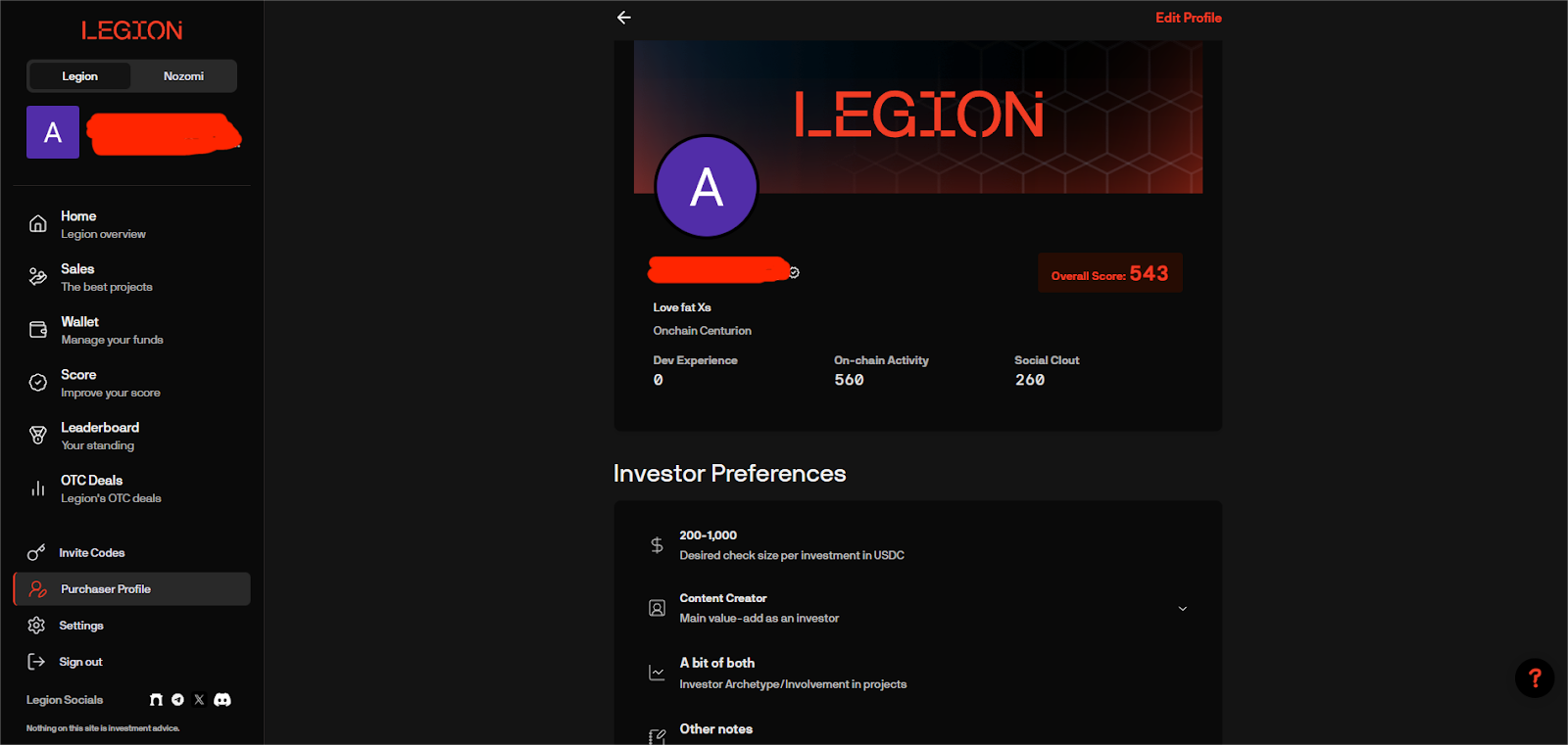 Legion launchpad Score