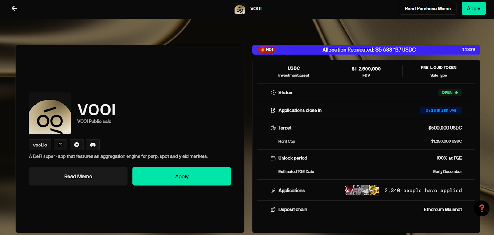 VOOI ICO on Legion Launchpad