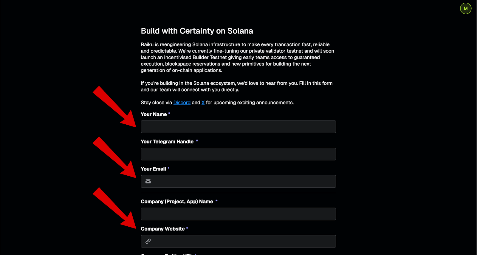 Raiku airdrop builder program screen