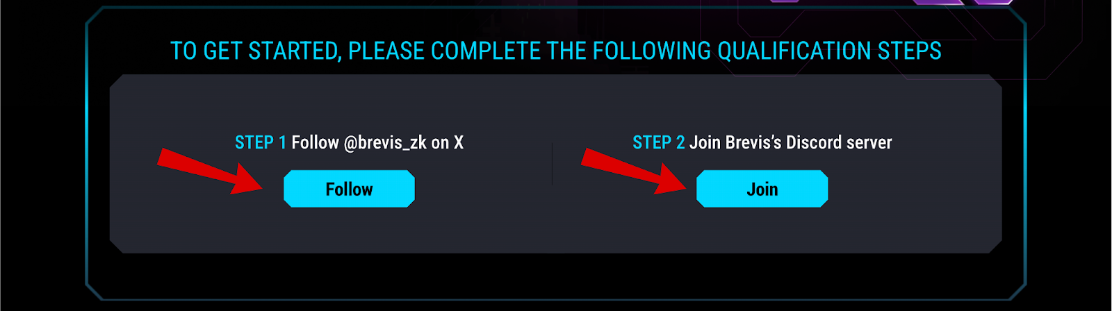 Brevis Network socials connection screen