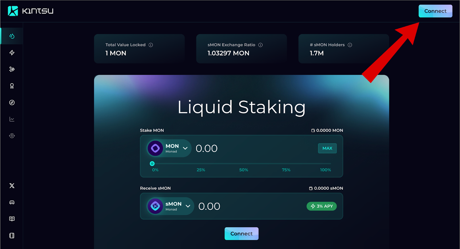 Kintsu airdrop connect wallet screen