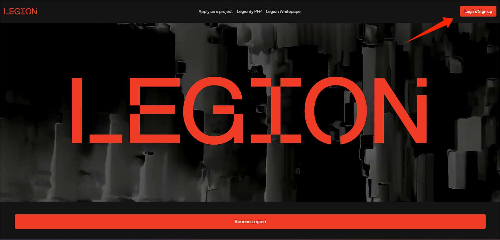 legion sign up screen