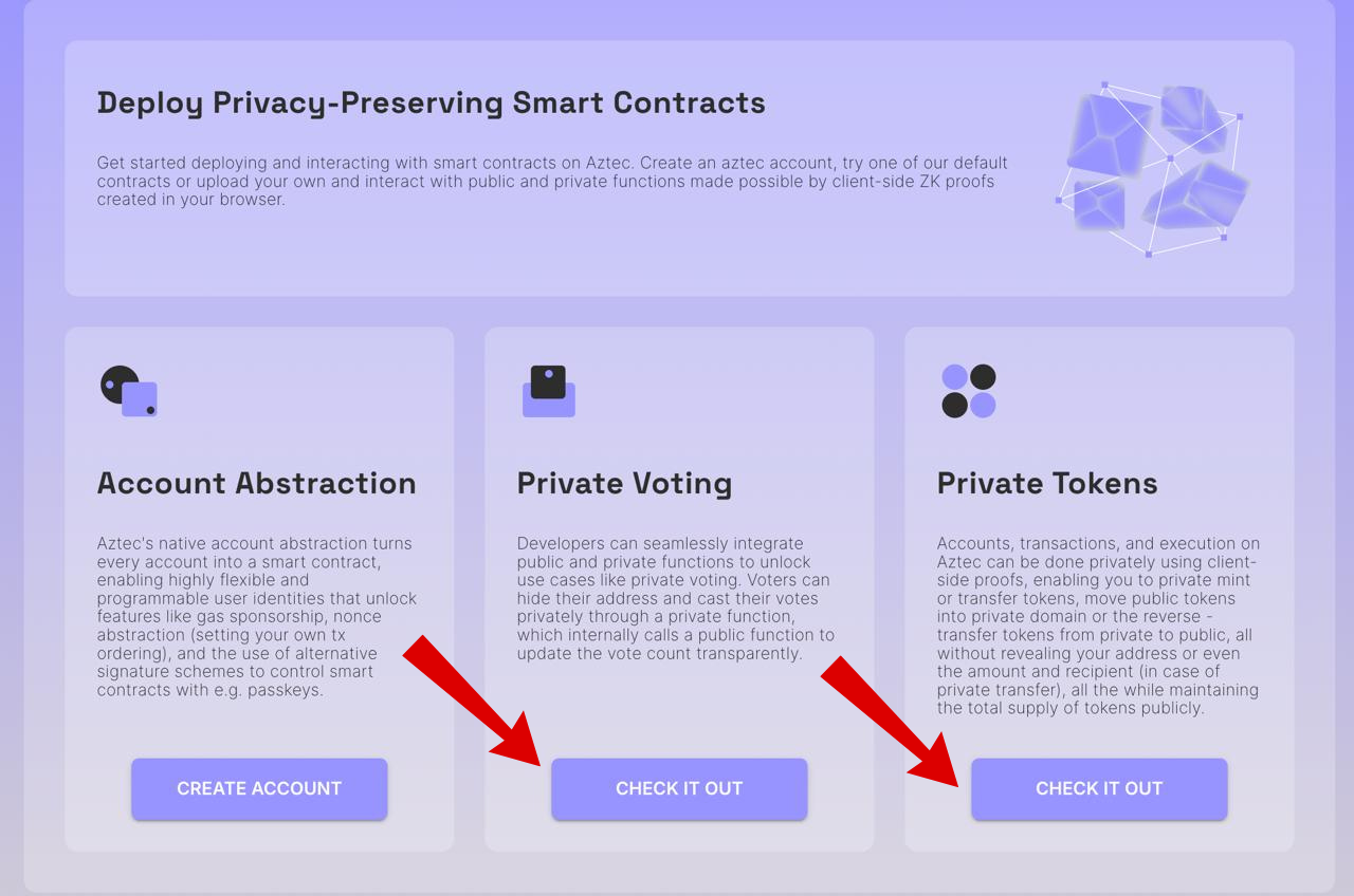 Màn hình hoạt động Aztec Testnet
