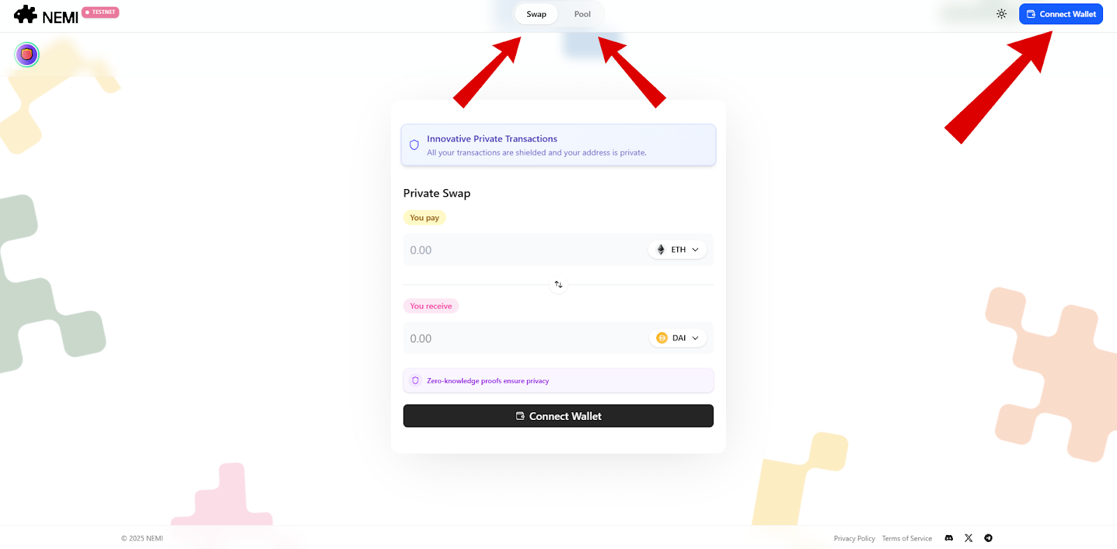 Màn hình Nemi Aztec Testnet