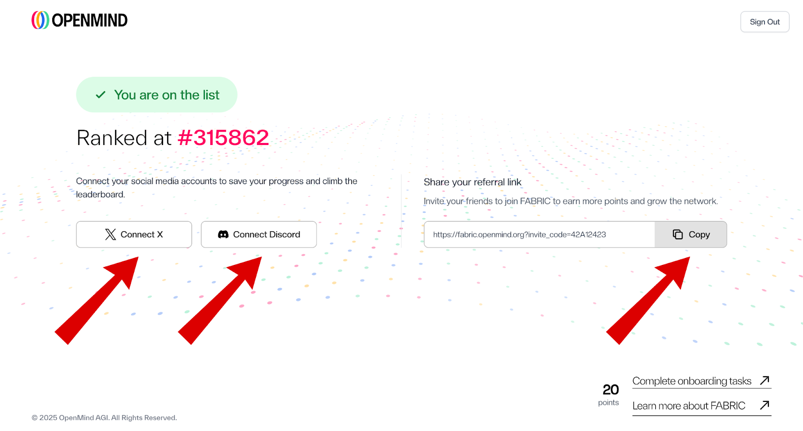 Màn hình giới thiệu Waitlist OpenMind