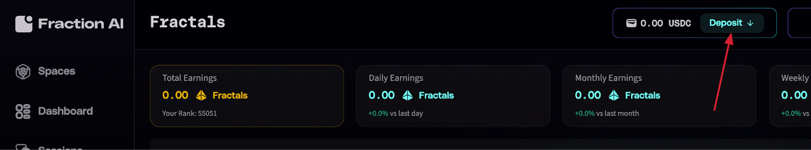 Fractals DApp deposit