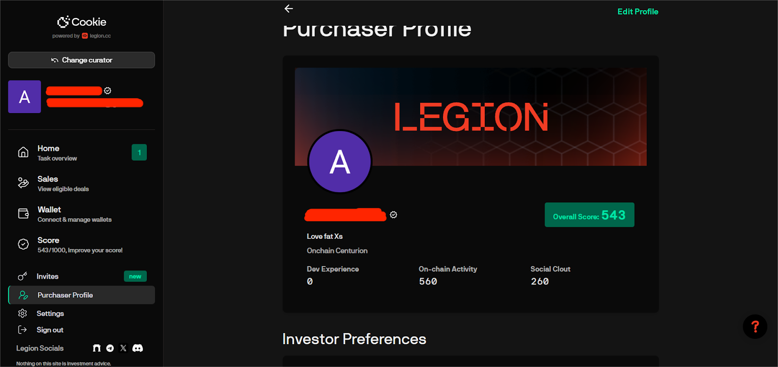purchaser profile Legion 