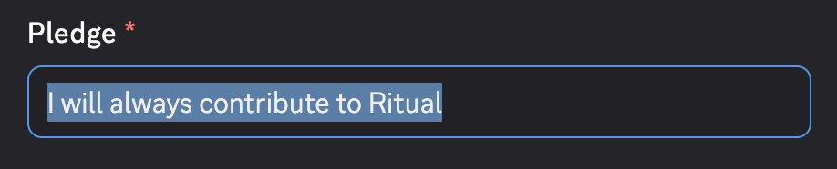 Ritual AI pledge screen