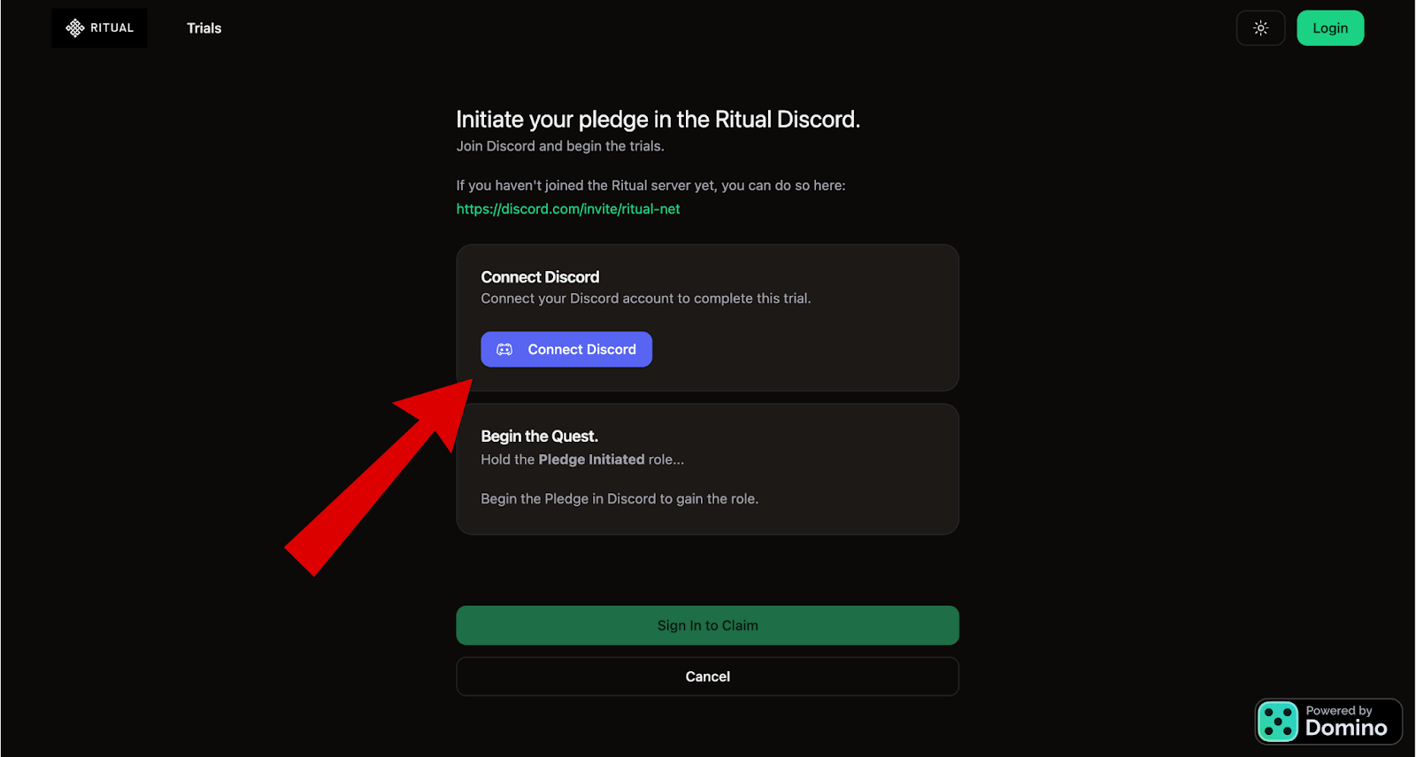 Ritual AI connect discord screen