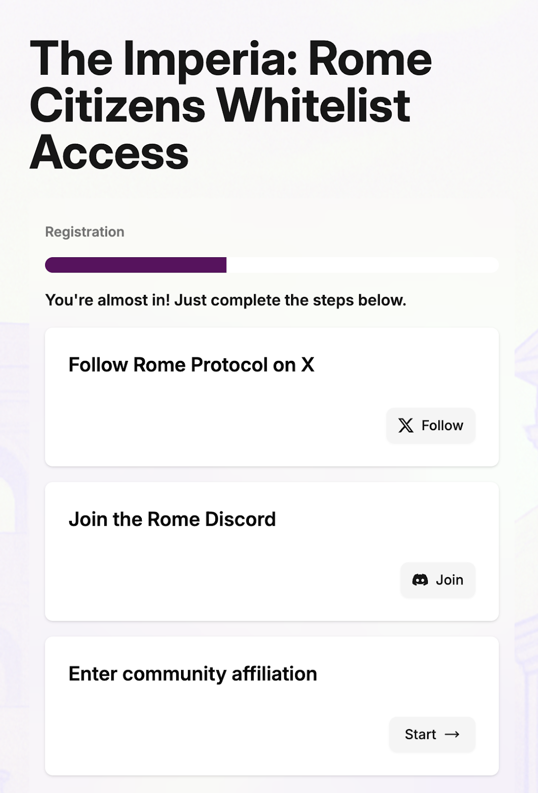 Rome Citizens Whitelist Access