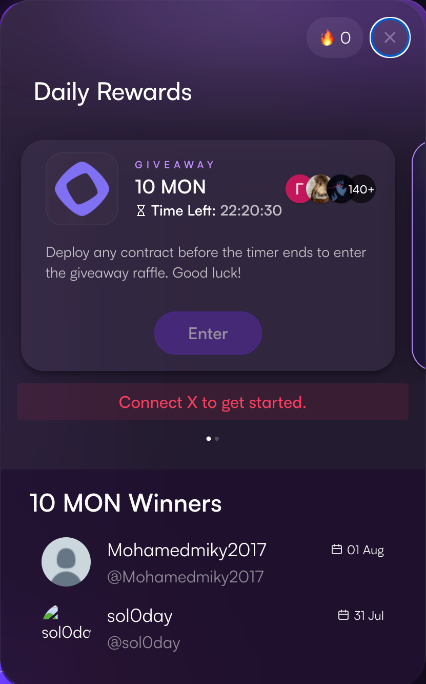 daily raffle screen