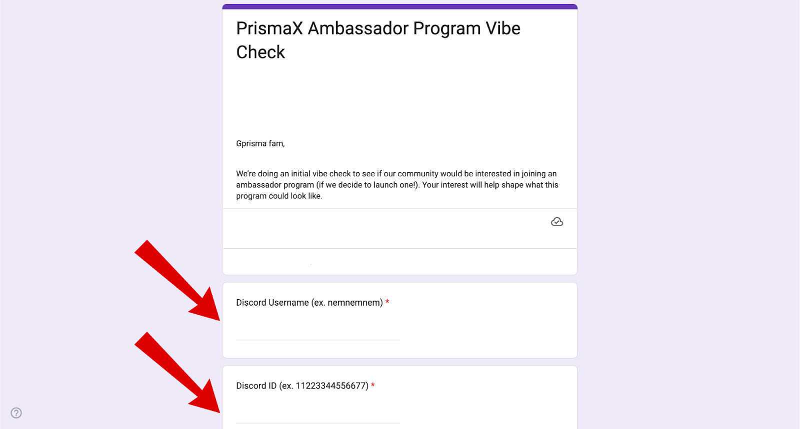 Màn hình chương trình ambassador trước Airdrop PrismaX