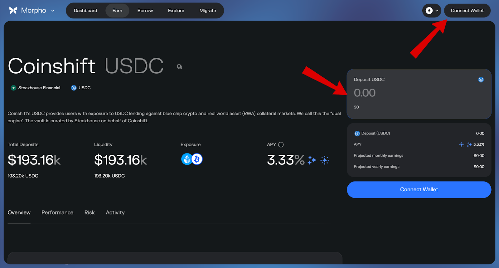 Coinshift airdrop morpho pool screen