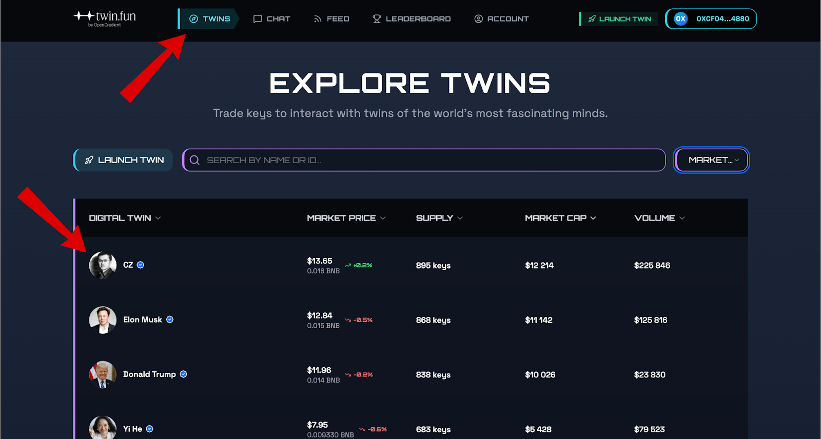 OpenGradient airdrop keys trading screen