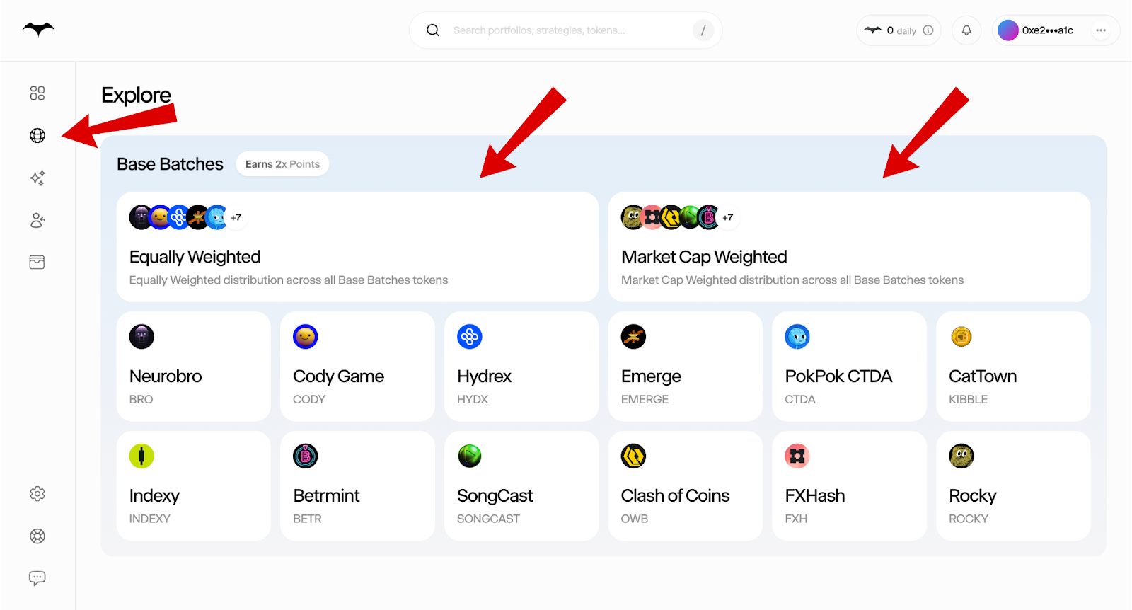 Glider Airdrop portfolios screen