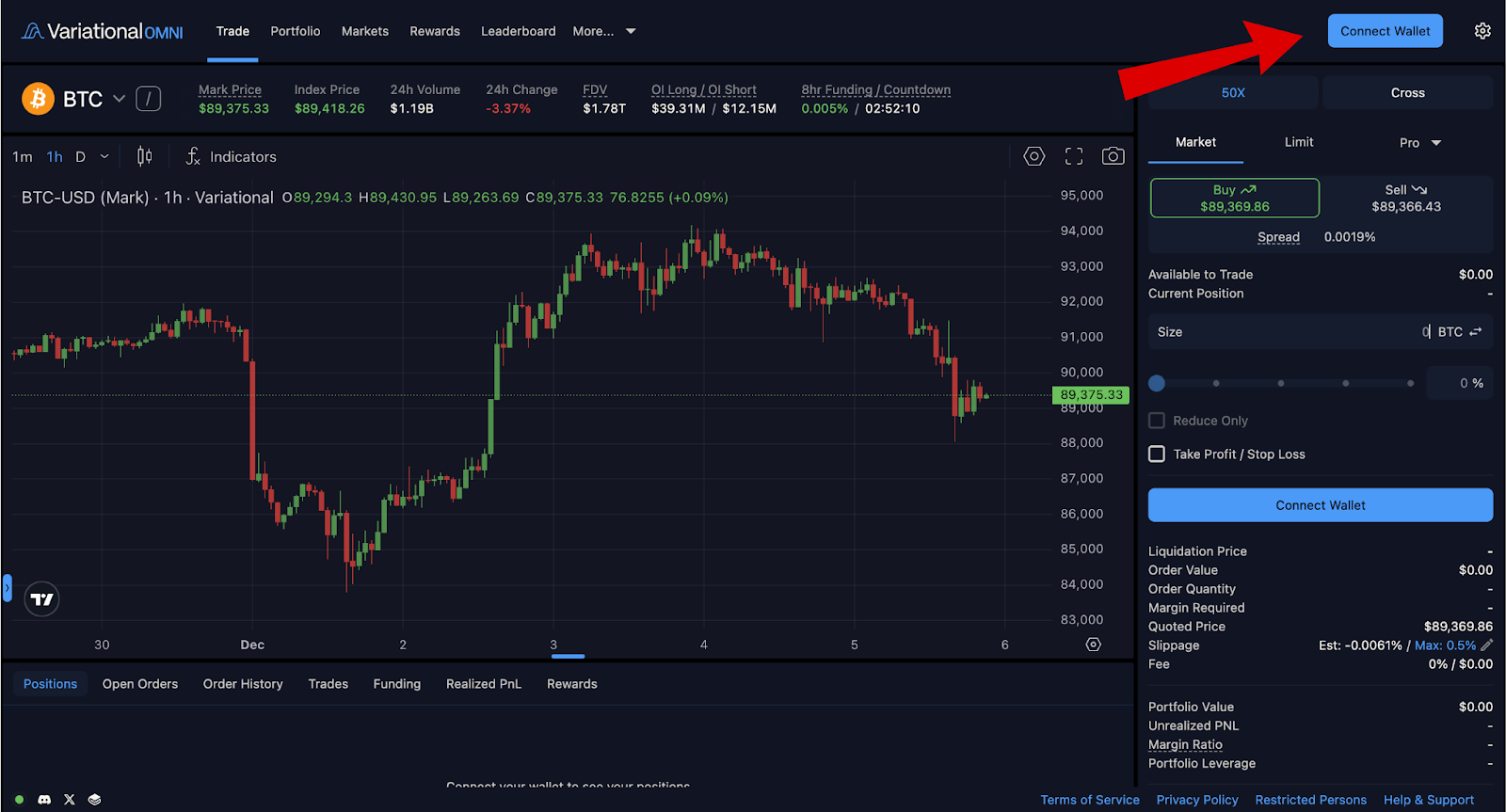 Màn hình kết nối ví Airdrop Variational
