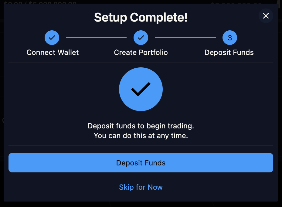 Màn hình nạp tiền Airdrop Variational