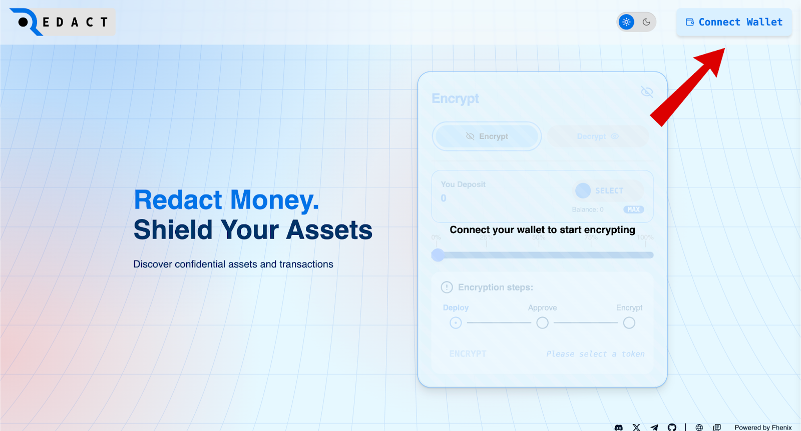 Màn hình kết nối ví Fhenix Testnet