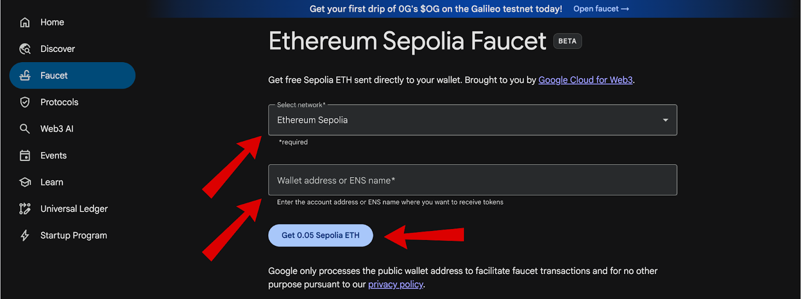 Màn hình token test Fhenix Testnet